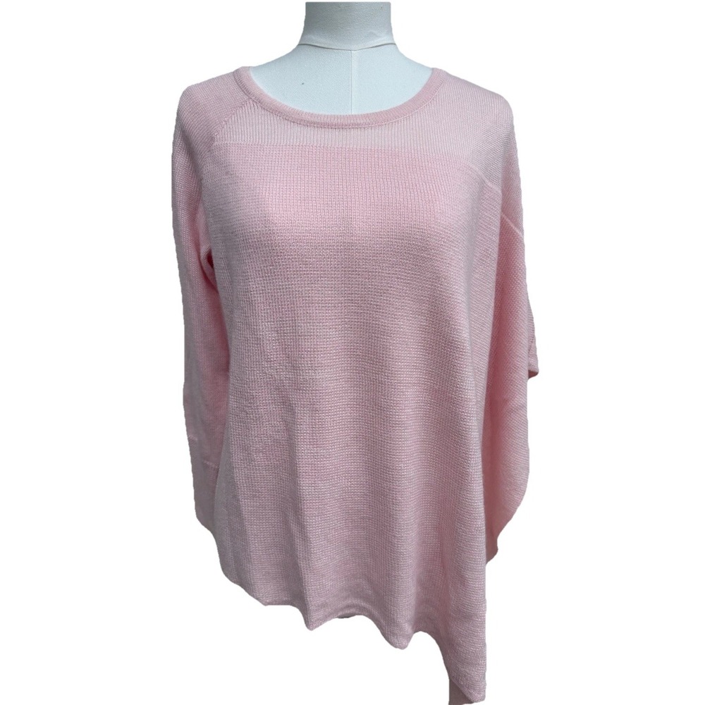 Etcetera Pink Asymmetrical Lightweight Sweater Womens M Soft Knit Draped Top